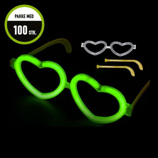 100 stk. Glowstick Glasögon, Hjärtformad