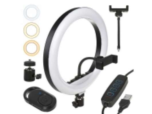 12 20W LED ring light with Bluetooth Shutter 3 colors 10 brightness levels 10% -100% Adjustable brightness 160 LED smartphone holder lighting light