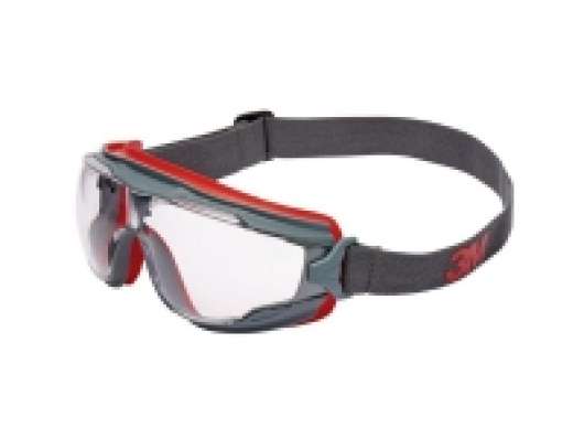 3M Goggle Gear 500 GG501V Beskyttelsesbriller med fuldt udsyn Anti-beslagsbeskyttelse Grå, Rød