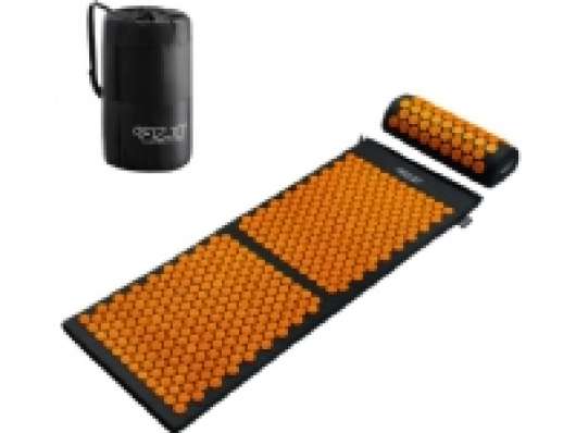 4fizjo Acupressure mat with spikes + pillow 130x50 (black and orange)