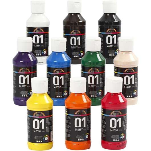 A Color Acrylic Paint Assorted Colors 01 Glossy 10x100ml