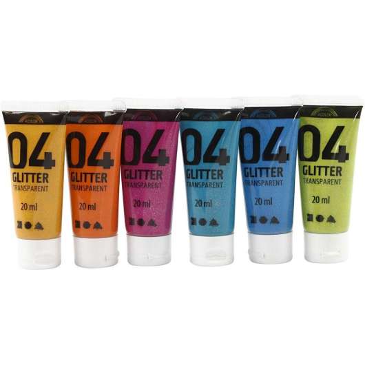 A Color Acrylic Paint Assorted colours 04 Glitter 6x20ml