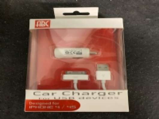 ABC - Car Charger - inkl. USB kabel til iPhone 4 / 5 - 10W - 2.1A