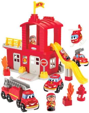 Abrick - Fire station w. vehicles & figures