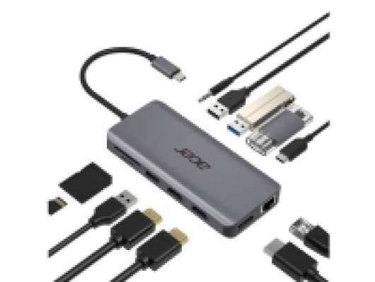 Acer 12-In-1 Type-C Adapter - Dockningsstation - USB-C - 2 x HDMI, DP - GigE