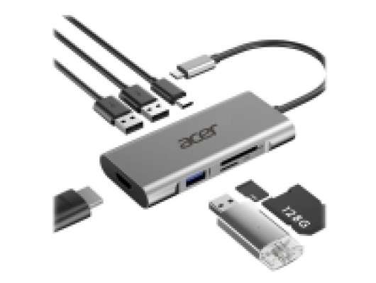 Acer 7-In-1 Type-C Dongle - Portreplikator - USB-C - HDMI - för Aspire 3  3 Pro Series  5 Pro Series  Nitro 5  Spin 5 Pro Series  Swift 1  5 Pro Series