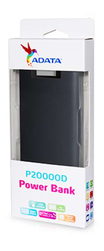 ADATA Power Bank - 20.000mAh USB Svart