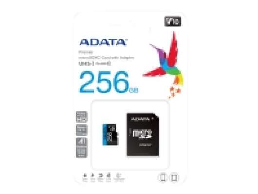 ADATA Premier - Flash-minneskort (microSDXC till SD-adapter inkluderad) - 256 GB - Video Class V10 / UHS-I U1 / Class10 - mikroSDXC UHS-I