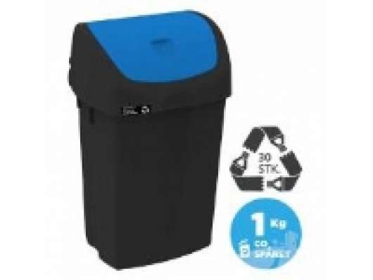 Affaldsbeholder Nordic Recycle 25 ltr. sort/blå vippelåg