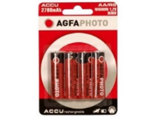 AgfaPhoto NiMh Mignon 2700 mAh, Rechargeable battery, Nickel-metallhydrid (NiMH), 1,2 V, 4 styck, 2700 mAh