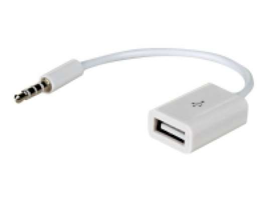 Akyga AK-AD-24 - USB-A-adapter för hörlursuttag - USB (hona) till 4-poligt minijack (hane) - 15 cm - vit