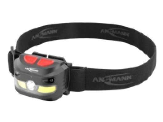 Ansmann HD250RS, Pannbandsficklampa, Svart, Knappar, IP54, COB LED, 3 lamp(or)