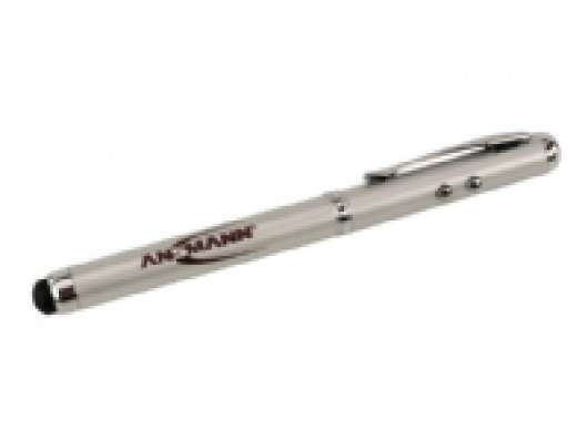 ANSMANN STYLUS TOUCH 4IN1 - Laserpekare/kulspetspenna/LED-ficklampa/penna för mobiltelefon, surfplatta - silver