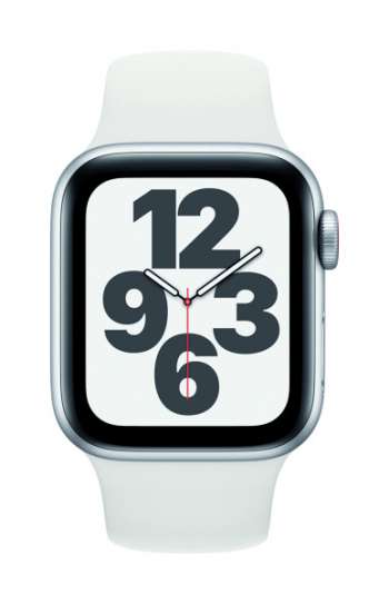 Apple Watch SE - 40mm / GPS + Cellular / Silver Aluminium Case / White Sport Band