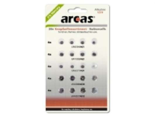 Arcas 12752000, Single-use battery, Alkalisk, Knapp/mynt, 1,5 V, 20 styck, 5 År