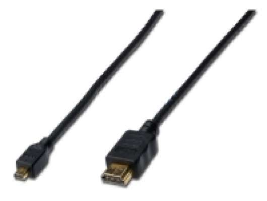 ASSMANN - HDMI med Ethernet-kabel - mikro-HDMI (hane) till HDMI (hane) - 1 m - skärmad - svart