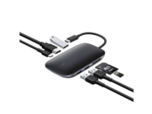AUKEY Unity Link, USB 3.2 Gen 1 (3.1 Gen 1) Type-C, HDMI,USB 3.2 Gen 1 (3.1 Gen 1) Type-A, 3840 x 2160 pixlar, MicroSD (TransFlash),SD, 5000 Mbit/s, Gjuten aluminium, Svart