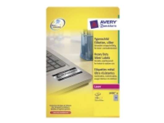 Avery Heavy Duty Laser Labels - Polyester - silver - 10 x 25.4 mm 3780 stk (20 ark x 189) etiketter