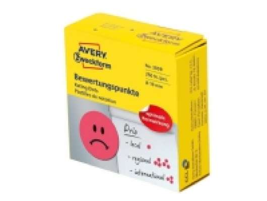 Avery Zweckform 3859, Red, Circle, Permanent, Paper, 1.9 cm, 250 pc(s)