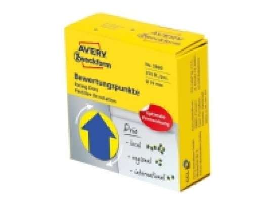 Avery Zweckform 3860, Blue,Yellow, Circle, Permanent, Paper, 1.9 cm, 250 pc(s)