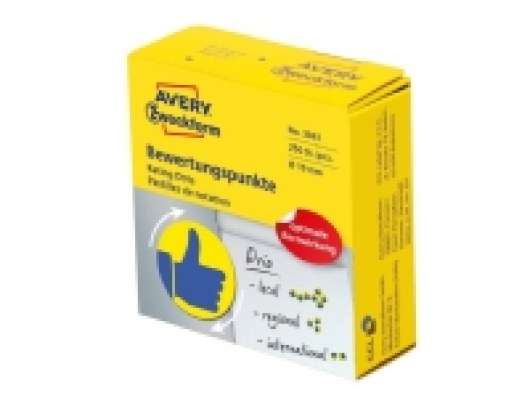 Avery Zweckform 3861, Blue,Yellow, Circle, Permanent, Paper, 1.9 cm, 250 pc(s)