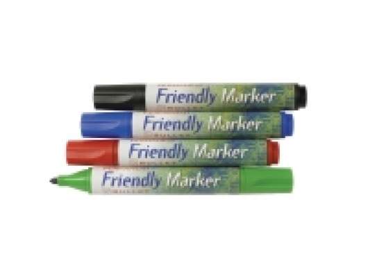 Ballograf Friendly - Markering - permanent - svart, röd, blå, grön - alkoholbaserat bläck - 1-3 mm - fin - paket med 4