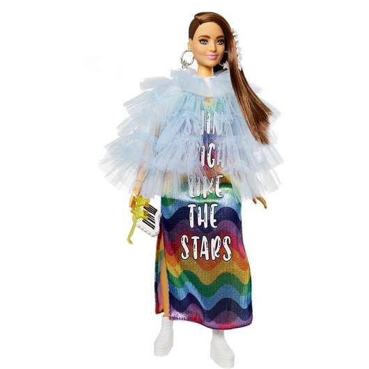 Barbie Blue Coat & Rainbow Dress GYJ78