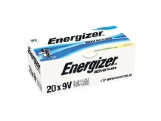 Batterier energizer alkaline max plus 9v, pakke a 20 stk.