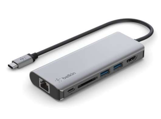 Belkin - Multiport Hub - USB C 6-in1 med 100W PD laddningsport