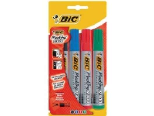 BIC Marking 2300 - Markering - permanent - svart, röd, blå, grön - alkoholbaserat bläck - 3.1-5.3 mm - paket med 4