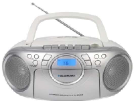 Blaupunkt Boombox BB16WH FM PLL kaseta CD/MP3/USB/AUX, 3,4 W, LCD, 3,5 mm, Vit, R20, 1,5 V