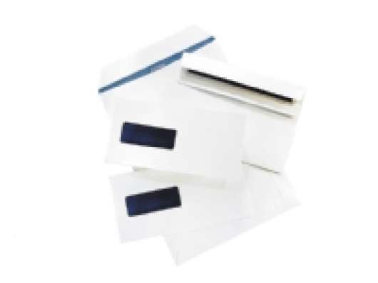 BONG Business Profile M65 - Kuvert - International DL (110 x 220 mm) - plånbok - öppen sida - självhäftande - 1 fönster - färgfoder - vit - paket med 100