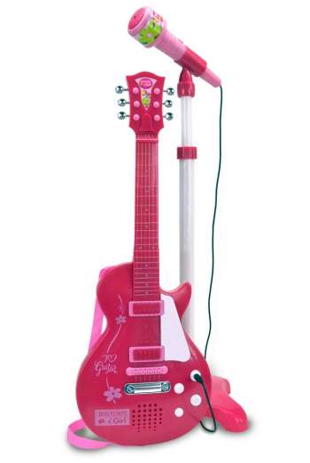 Bontempi - Pink electronic rock guitar with microphone (245872)