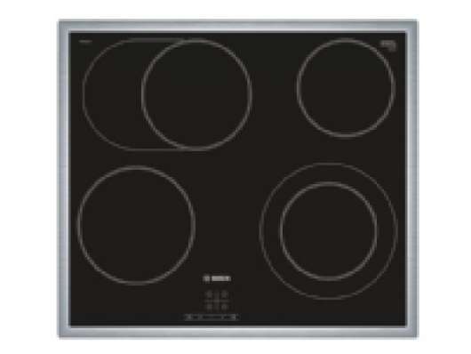 Bosch Serie 4 PKN645BA1E - Keramisk häll - 4 kokplattor - Fördjupning - bredd: 56 cm - djup: 49 cm - svart/rostfritt stål - med kanter i rostfritt stål