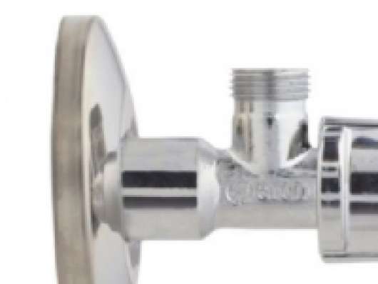 BROEN Arcofix stopventil nippel/nippel 1/2 X 3/8 i krom med roset Ø70 mm. Leveres uden omløber til 10 mm kobberrør - #744524033