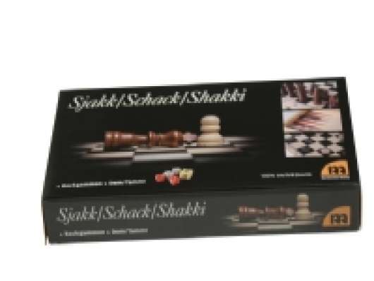 Brætspil 3-i-én med skak - dam - backgammon 29x16x4,5cm
