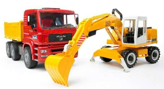 Bruder MAN TGA construction truck & Liebherr Excavator