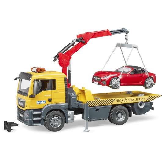 Bruder- MAN TGS Tow truck with BRUDER roadster and Light and sound module (BR3750)