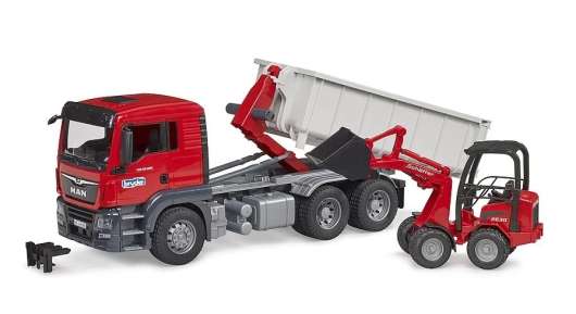 Bruder - MAN TGS truck with roll-off container & Schäffer yard loader