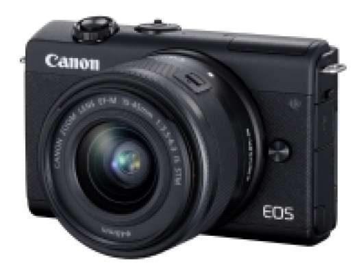 Canon EOS M200 - Digitalkamera - spegellöst - 24.1 MP - APS-C - 4 K / 25 fps - 3x optisk zoom EF-M 15 - 45 mm IS STM-lins - Wi-Fi, Bluetooth - svart