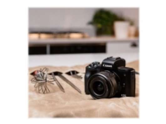 Canon EOS M50 Mark II - Digitalkamera - spegellöst - 24.1 MP - APS-C - 4 K / 24 fps - 8.3x optisk zoom EF-S 18 - 150 mm IS STM lins - Wi-Fi, Bluetooth - svart med grafitgrå lins