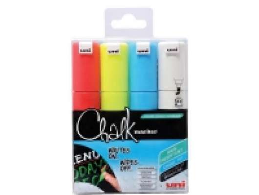 Chalk Marker Uni-ball 8.0 mm skrå spids ass. farver - (4 stk.)