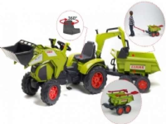 Claas Axos Traktor m/Frontskovl + Gravekran + Maxi Anhænger + Værktøj