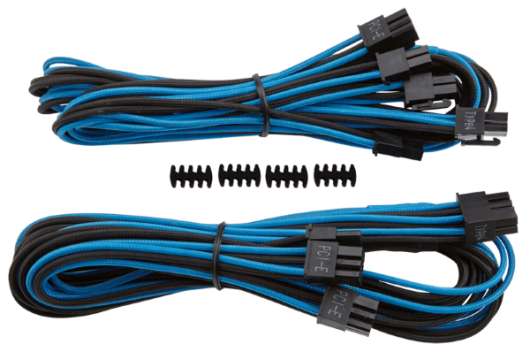 Corsair Individually Sleeved PCIe Cables Dual / RMi RMx - Svart/Blå