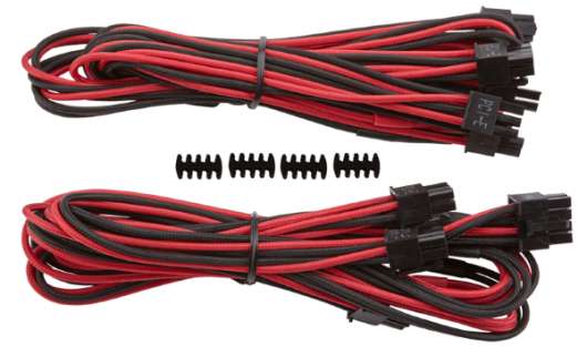Corsair Individually Sleeved PCIe Cables Dual / RMi RMx - Svart/Röd