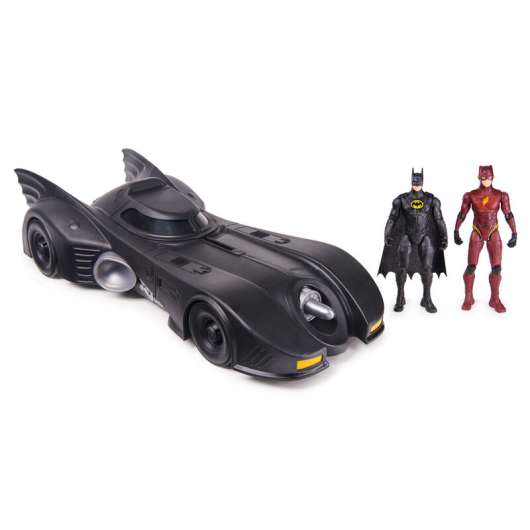 DC Comics Batmobile vehicle + Flash and Batman figures 10cm