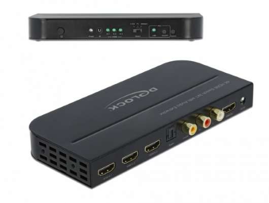 DeLock HDMI-Switch 3 x HDMI in till 1 x HDMI ut / 4K 60 Hz med ljudextraktor