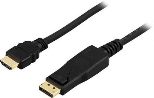 Deltaco DisplayPort till HDMI-kabel 1m - Svart