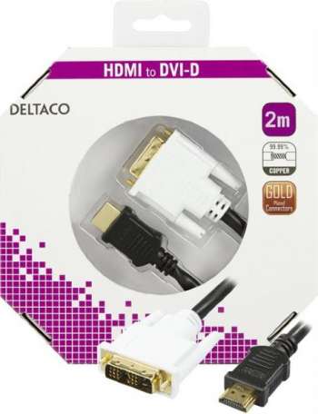 Deltaco HDMI till DVI-kabel Single Link / 2m - Svart (Retail)