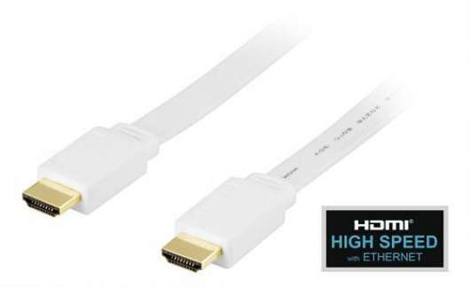 Deltaco High-Speed HDMI-kabel Flat / 10m - Vit